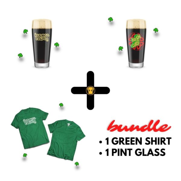 St Patrick's Day green shirt & pint glass bundle