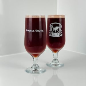 Hourglass Brewing branded tulip glasses